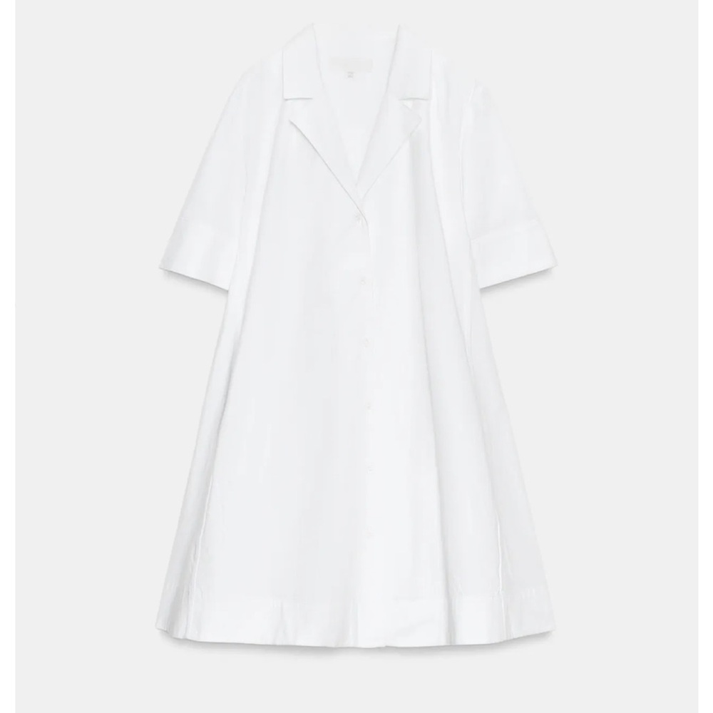 ZARA White Short-Sleeve Shirt Dress